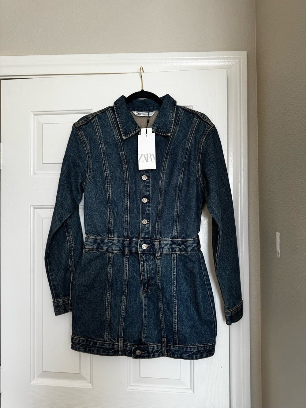 Zara - longs sleeve denim dress - Picture 2 of 6